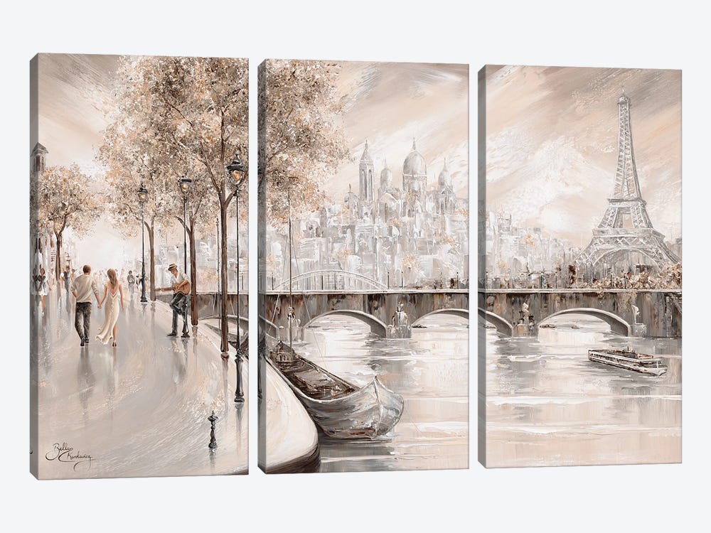 Together In Paris II by Isabella Karolewicz 3-piece Canvas Art