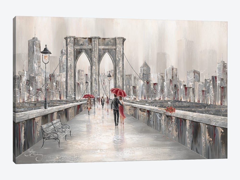 Roses, Brooklyn Bridge by Isabella Karolewicz 1-piece Canvas Art