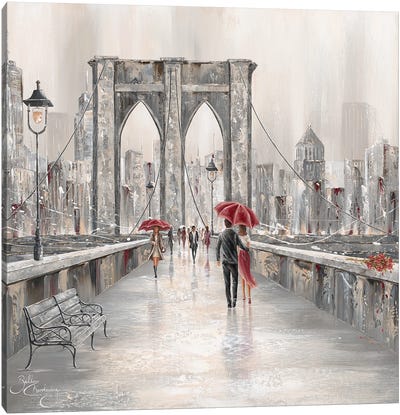 Roses, Brooklyn Bridge II Canvas Art Print - Brooklyn Art