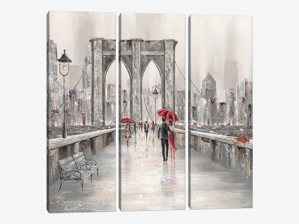 Roses, Brooklyn Bridge II by Isabella Karolewicz 3-piece Canvas Print