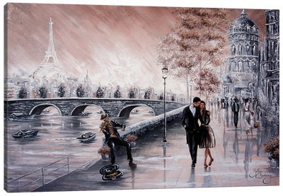 Love Is In The Air Canvas Art Print - The Eiffel Tower