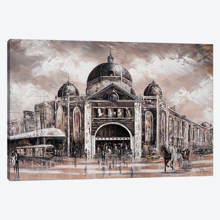 Melbourne Vibes, Flinders Station - Neutral Canvas Print #IKW71} by Isabella Karolewicz Canvas Art Print