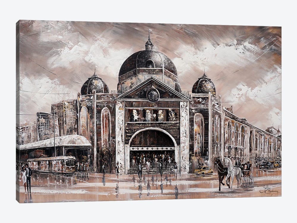 Melbourne Vibes, Flinders Station - Neutral by Isabella Karolewicz 1-piece Canvas Artwork