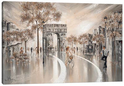 Golden Days, Paris - Landscape Canvas Art Print - City Street Art