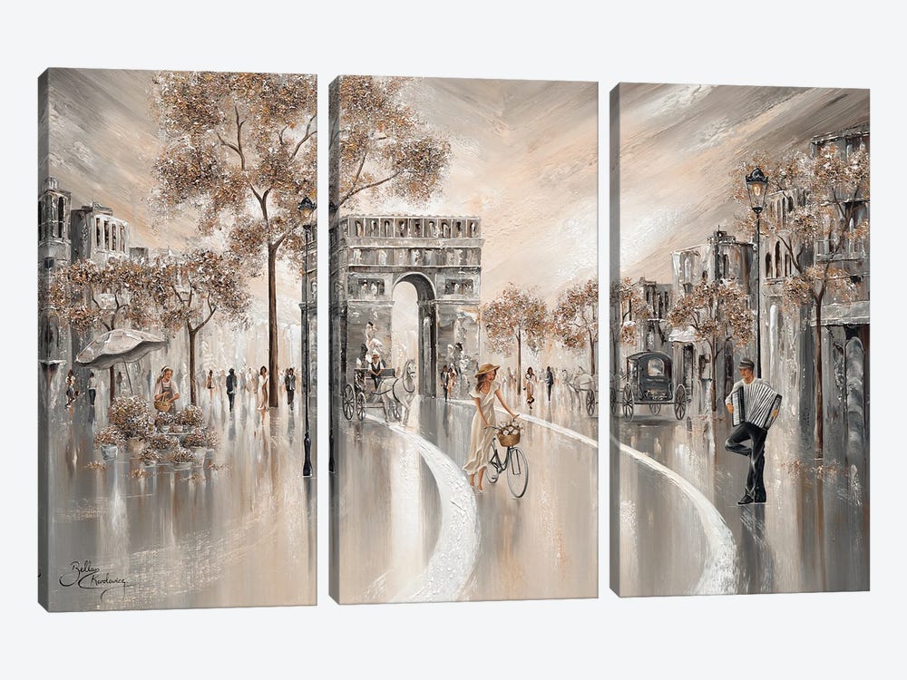 Golden Days, Paris - Landscape by Isabella Karolewicz 3-piece Canvas Print