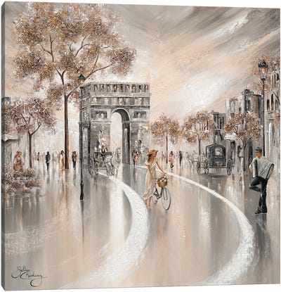 Golden Days, Paris - Square Canvas Art Print - Arc de Triomphe