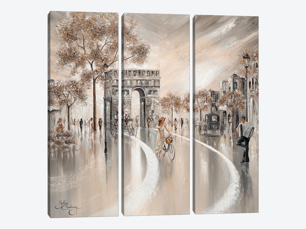 Golden Days, Paris - Square by Isabella Karolewicz 3-piece Canvas Art Print