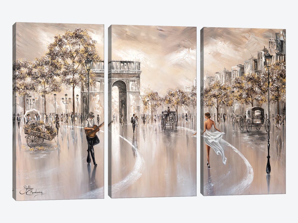 Golden Glimpse, Paris Flair - Landscape by Isabella Karolewicz 3-piece Canvas Wall Art