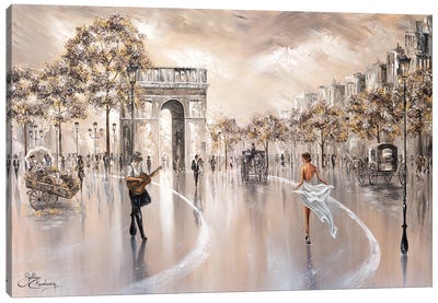 Golden Glimpse, Paris Flair - Landscape Canvas Art Print - Arc de Triomphe