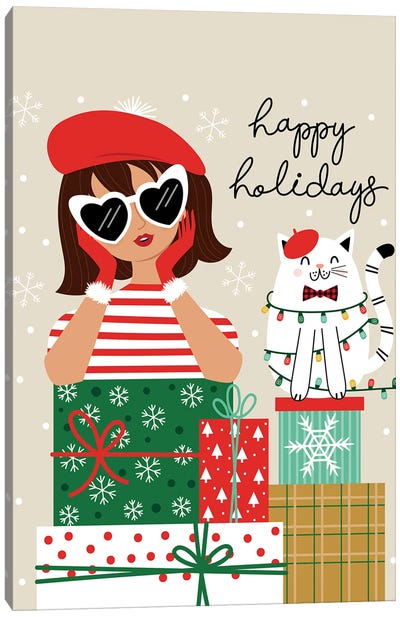 Happy Holidays Canvas Art Print - Seasonal Glam