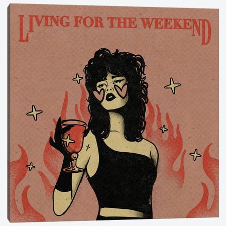 Living For The Weekend Canvas Print #ILN60} by Illunatica Canvas Wall Art
