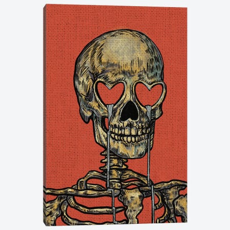Skull With Heart Eyes Canvas Print #ILN64} by Illunatica Canvas Art Print