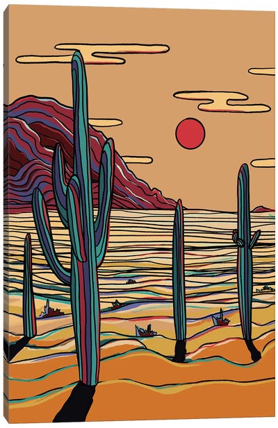 Colorful Cacti Canvas Art Print - Illunatica