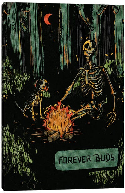 Forever Buddies Canvas Art Print - Skeleton Art