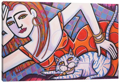 Tiger Cat Canvas Art Print - Pantone 2022 Very Peri