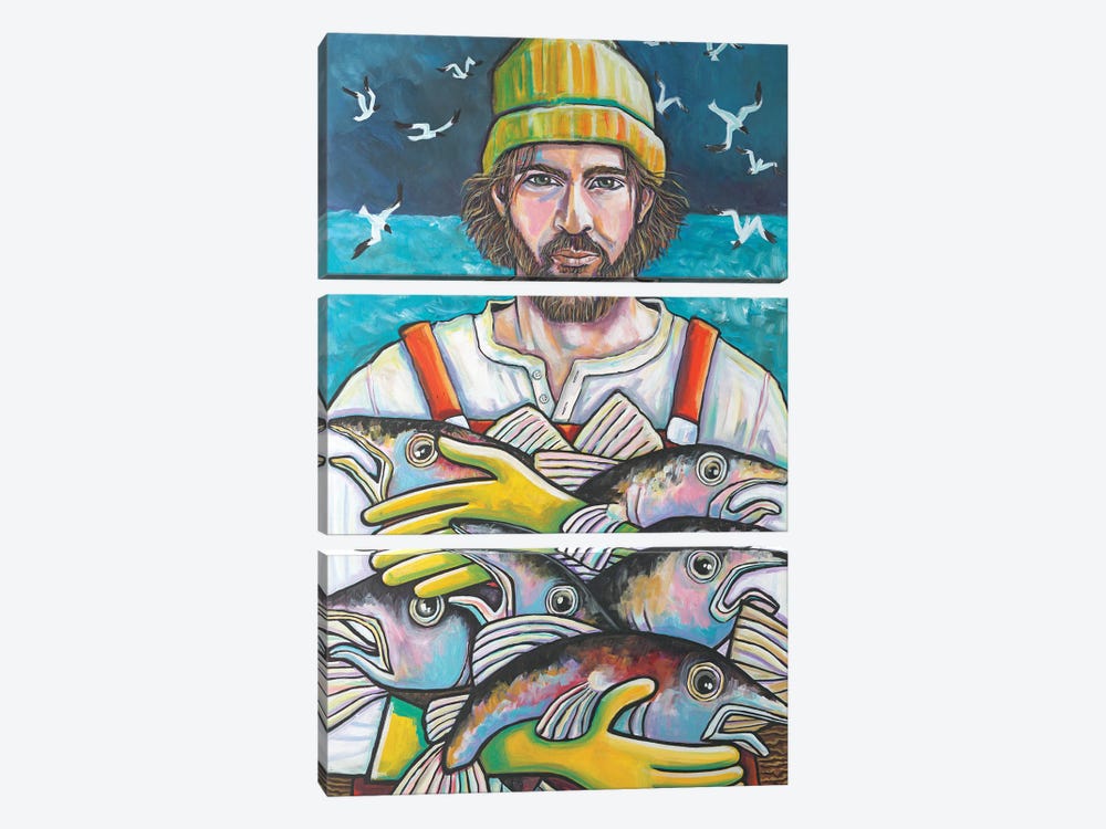 Fisherman Of Gloucester by Ilene Richard 3-piece Canvas Print