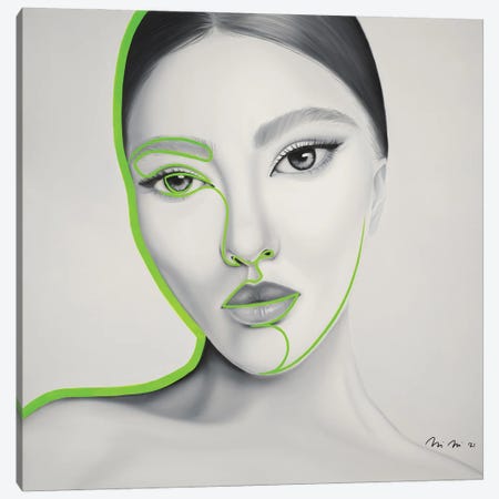 Halo In Neon Green Canvas Print #ILV10} by Iliana Ilieva Canvas Print