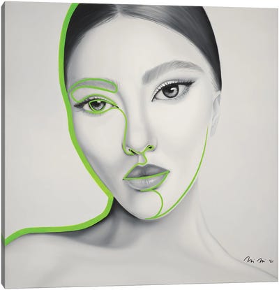 Halo In Neon Green Canvas Art Print - Hyperrealism Paintings
