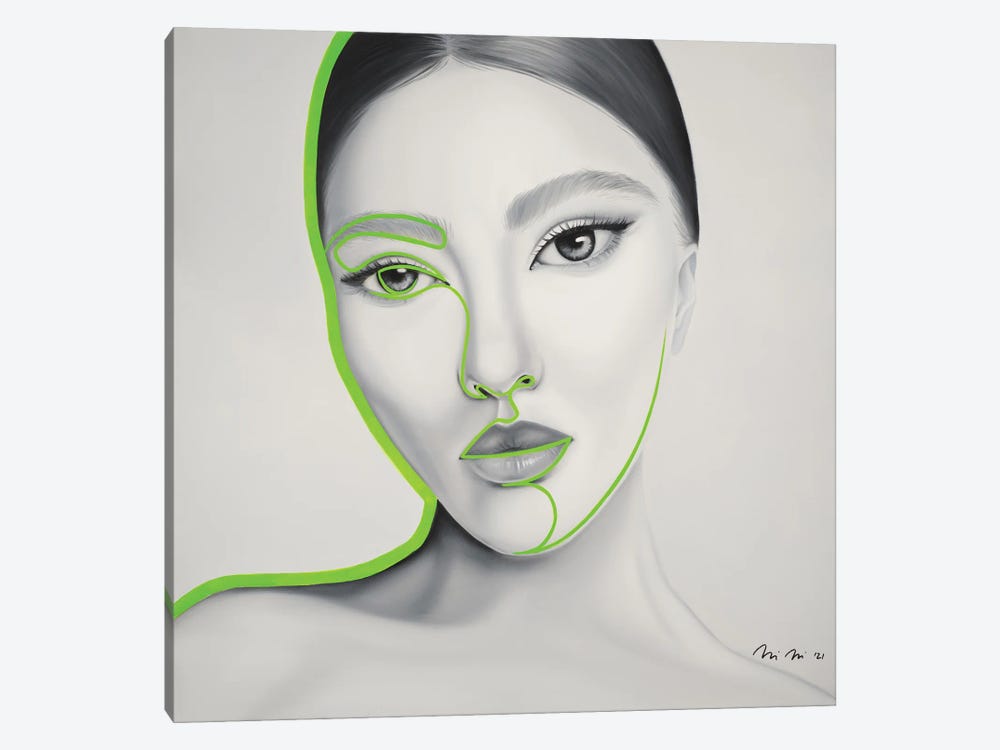 Halo In Neon Green by Iliana Ilieva 1-piece Canvas Wall Art