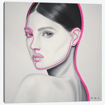 Halo In Neon Pink Canvas Print #ILV11} by Iliana Ilieva Art Print