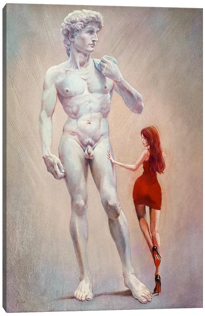 David - The Marble Giant Canvas Art Print - The Statue of David Reimagined