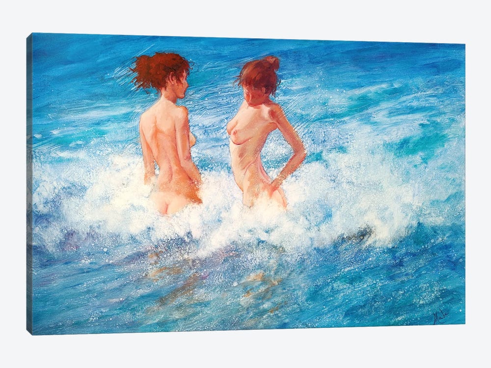 Bathers In The Blue Sea by Isabel Mahe 1-piece Canvas Art Print