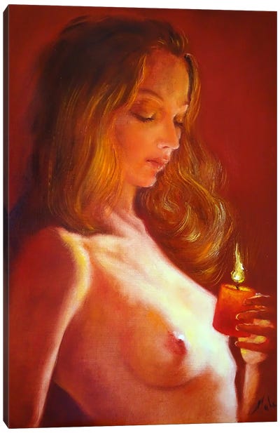 Red Candle Canvas Art Print - Isabel Mahe
