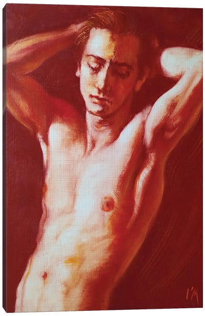 Handsome Guy Canvas Art Print - Red Art