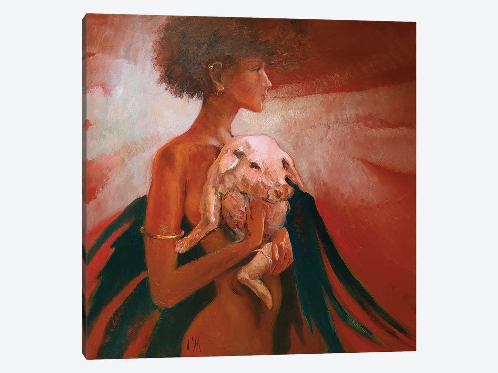 Lady With Suckling Pig by Isabel Mahe 1-piece Canvas Wall Art