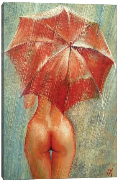 Red Umbrella Canvas Art Print - Isabel Mahe