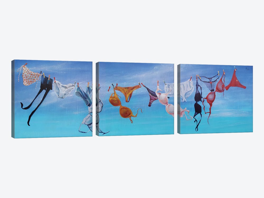 Lingerie - Open Air by Isabel Mahe 3-piece Canvas Wall Art