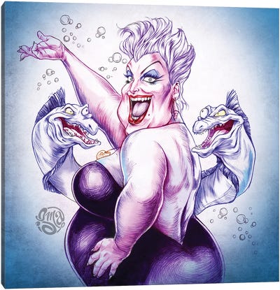 Ursula The Sea Witch Canvas Art Print - Animated & Comic Strip Character Art