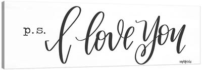 P.S. I Love You Canvas Art Print - Love Typography