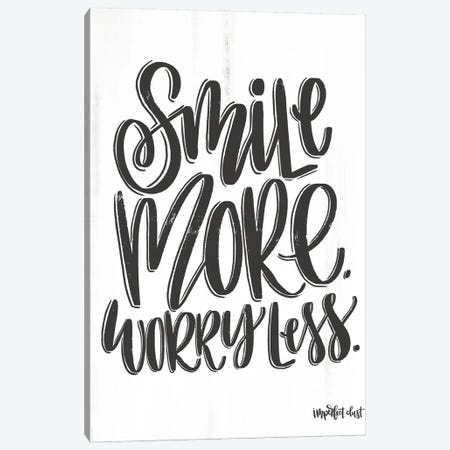 Smile More Worry Less Canvas Print #IMD11} by Imperfect Dust Canvas Wall Art