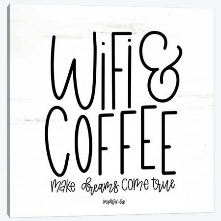 WIFI & Coffee Canvas Print #IMD37} by Imperfect Dust Art Print
