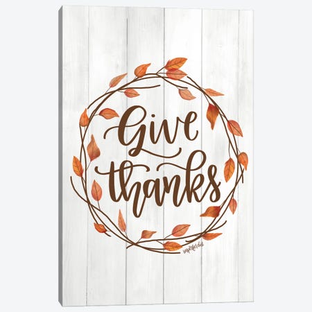 Give Thanks Wreath Canvas Print #IMD53} by Imperfect Dust Canvas Artwork