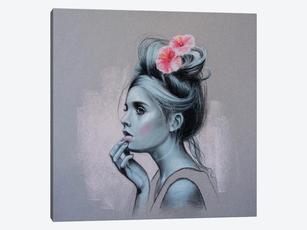 Girl With Hibiscus by Inna Medvedeva 1-piece Canvas Art Print