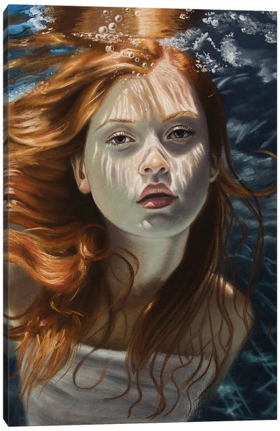 Redhead Under Water Canvas Art Print - Calm Beneath the Surface