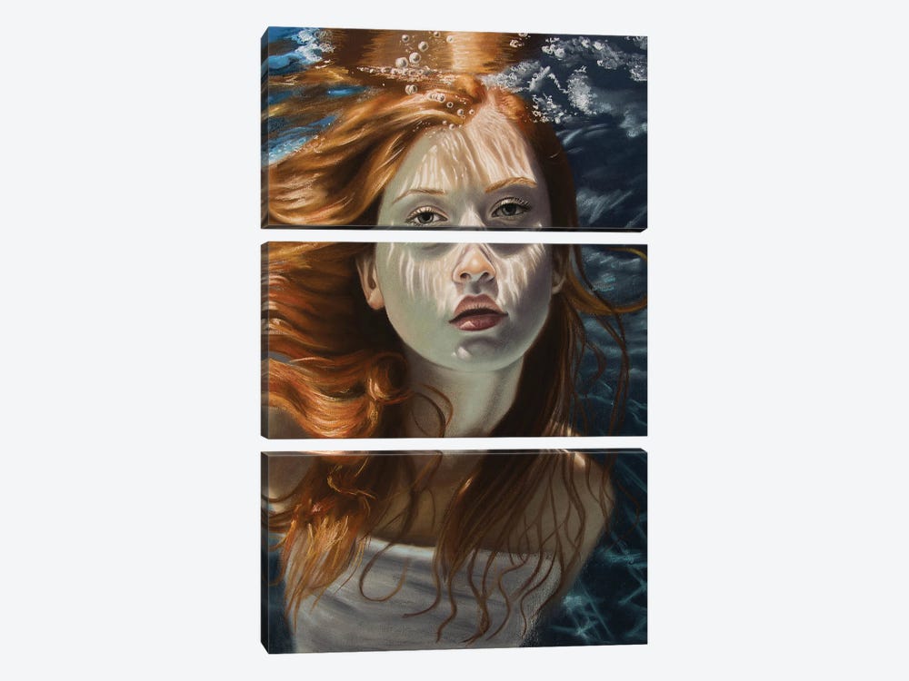 Redhead Under Water by Inna Medvedeva 3-piece Canvas Print