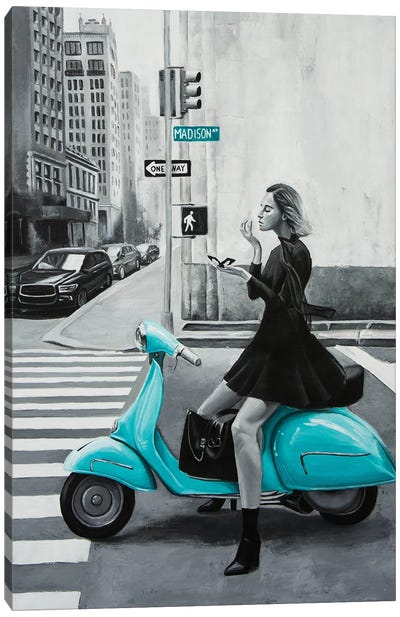 Madison Ave Canvas Art Print - Scooters
