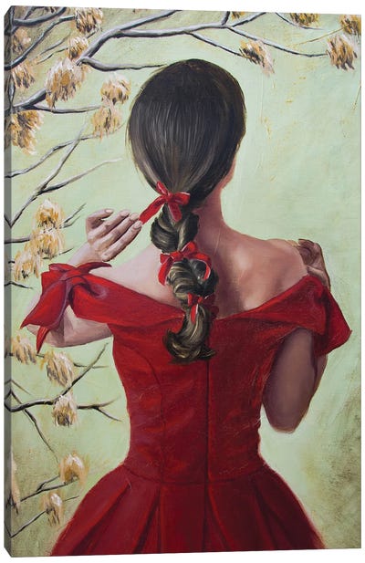 Woman In Red Canvas Art Print - Inna Medvedeva