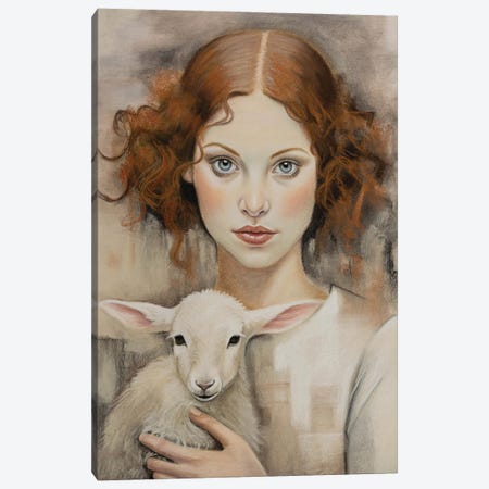 Girl With A Lamb Canvas Print #IMV25} by Inna Medvedeva Canvas Art