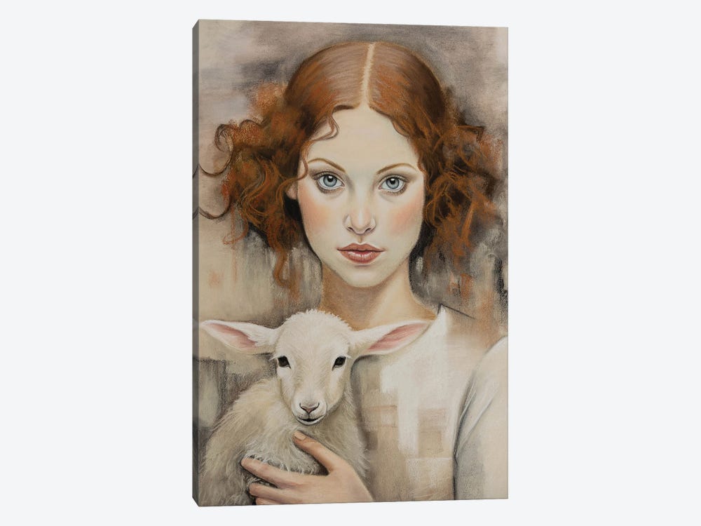 Girl With A Lamb by Inna Medvedeva 1-piece Canvas Art