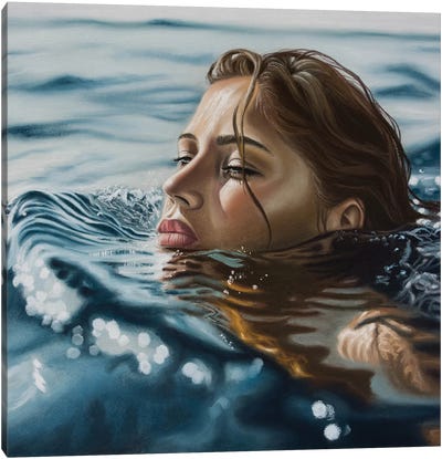 Swimmer Canvas Art Print - Photorealism Art