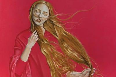 Girl With Red Hair by Inna Medvedeva framed canvas print