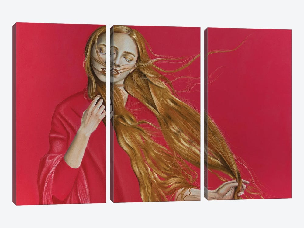 Girl With Red Hair by Inna Medvedeva 3-piece Canvas Wall Art