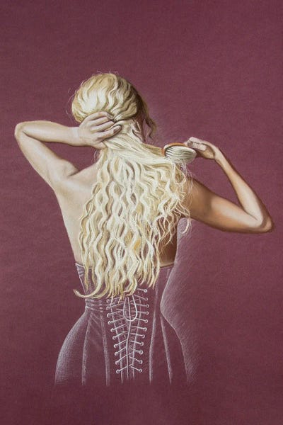 Girl In A Corset by Inna Medvedeva framed canvas print