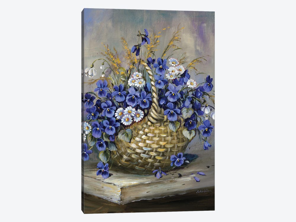 Basket In Blue by Katharina Schöttler 1-piece Canvas Print