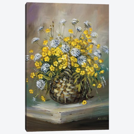 Basket In Yellow Canvas Print #INA2} by Katharina Schöttler Canvas Artwork