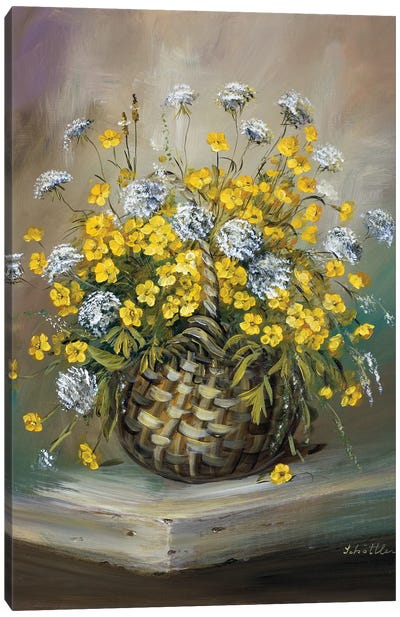 Basket In Yellow Canvas Art Print - Katharina Schöttler